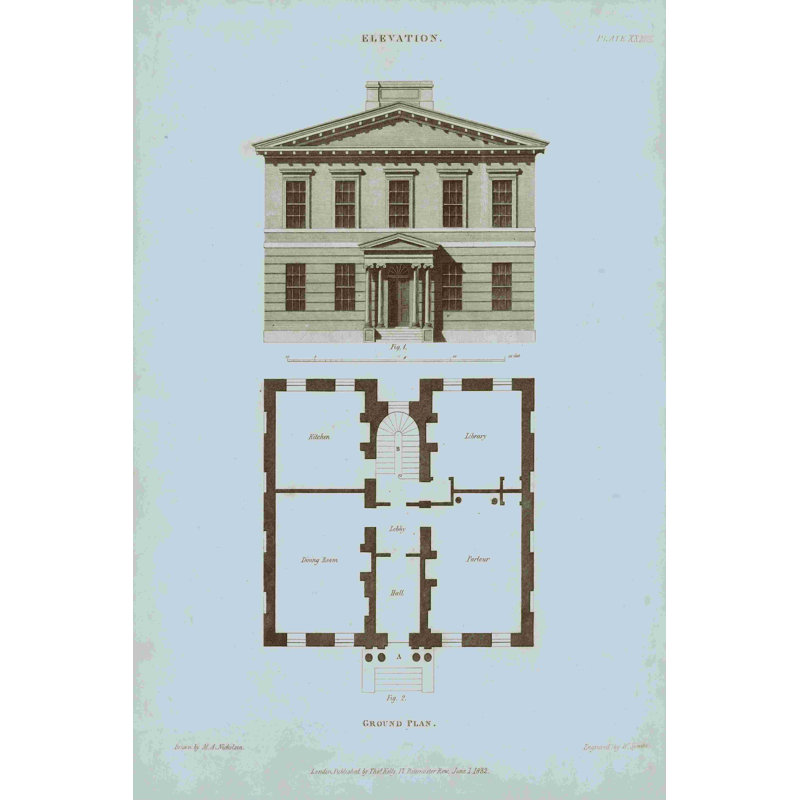 Chambray House & Plan IV, H 36 po x l 24 po