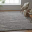 Tapis rectangulaire gris / taupe / ivoire en laine tissé à la main Rectangle Conor-91289882