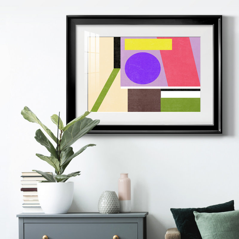 Composition de couleur II, Papier avec cadre noir, H 26,5 po x l 36,5 po x P 1 po, Blanc