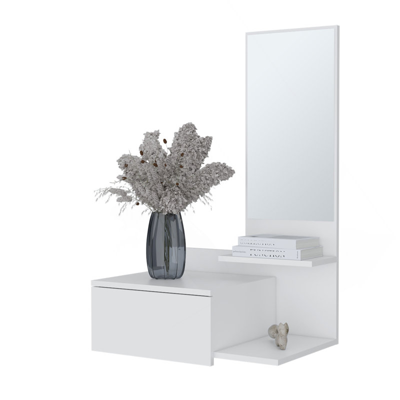Coiffeuse Elgin avec miroir inclus, blanc, Blanc
