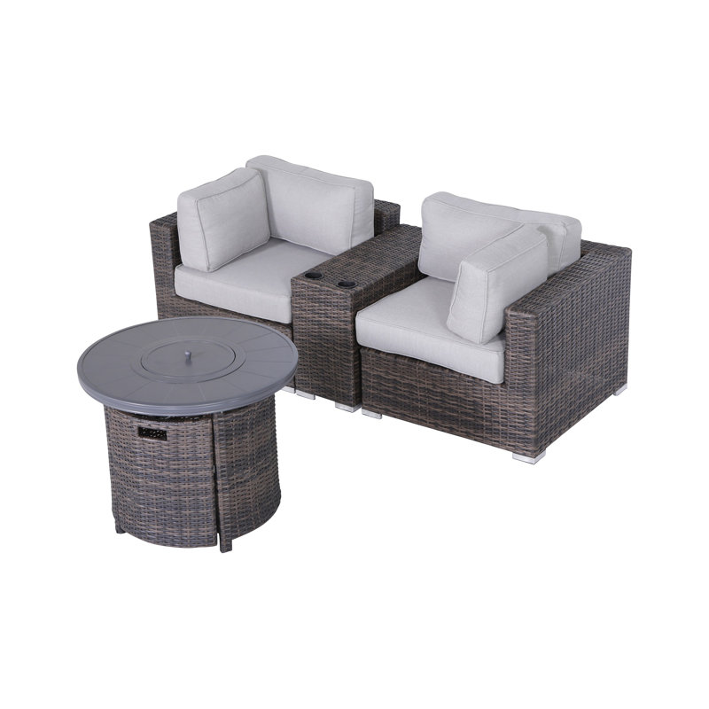 Ensemble de conversation modulaire en rotin avec coussins 4 pièces Cleo