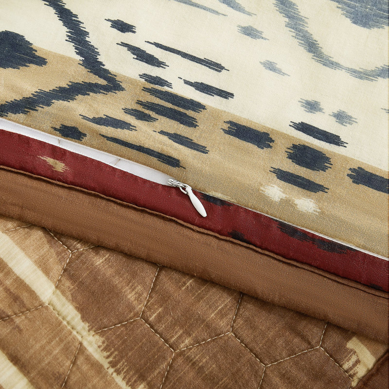 Full Tan Cotton Reversible Western Quilt Set