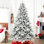 Arbre de Noël enneigé 7 pi avec 1514 pointes, arbre à charnières enneigé réaliste PE + PVC avec support en métal, arbre de Noël artificiel complet pour la décoration des Fêtes