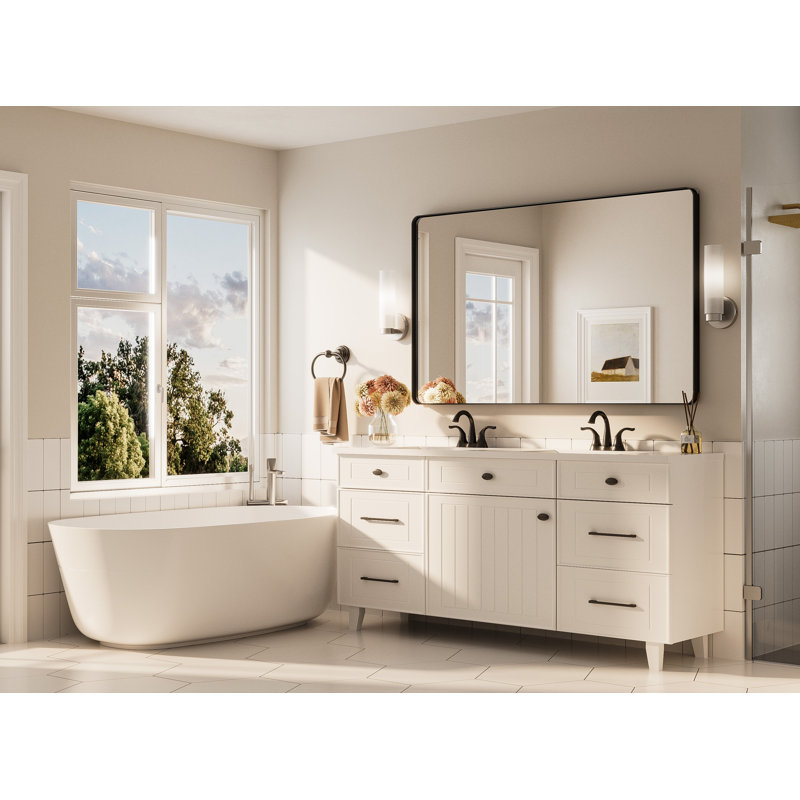 Bathroom Mirror with 1.2" Thick Aluminum Alloy Frame,Wall Mirror with Tempered Glass,Accent Mirror for Entryway,Dining Room,Bedroom