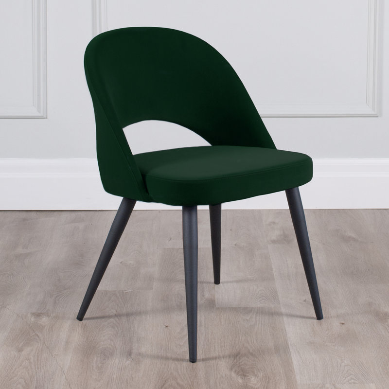 Chaise d'appoint rembourrée en velours Kanthan, Noir, Vert émeraude