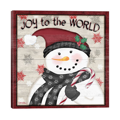 Rustic Snowmen I by Jen Killeen - No Frame Print on Canvas