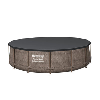 Bestway Power Steel Round Above Ground Outdoor Swimming Pool Set with Filter Pump and Cover