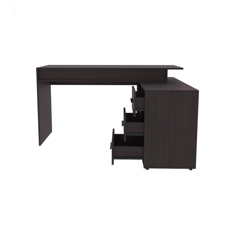 Bureau, 3 tiroirs, 4 pieds, 2 tablettes