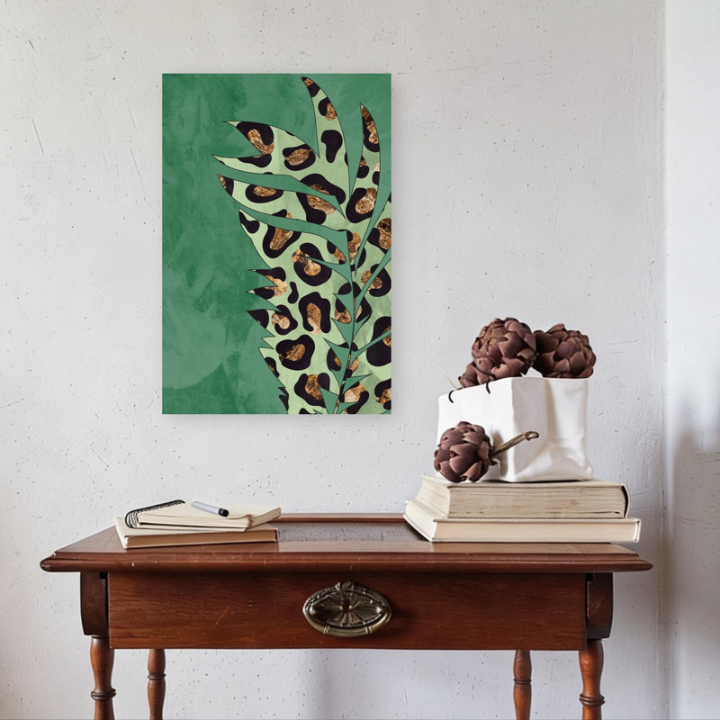 «Golden Leopard Jungle Leaf Abstract Contemporary Modern Landscape Nature», reproduction d'art murale, H 24 po x l 16 po