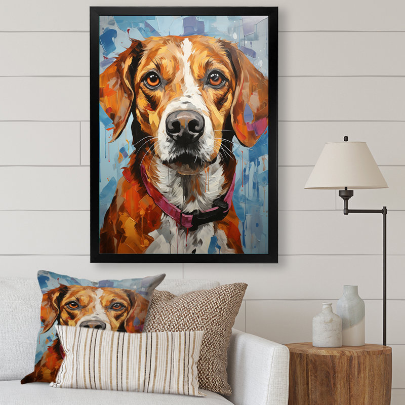 Beagle Bliss II sur impression sur toile, H 32 po x l 16 po x P 1 po, Cadre simple noir
