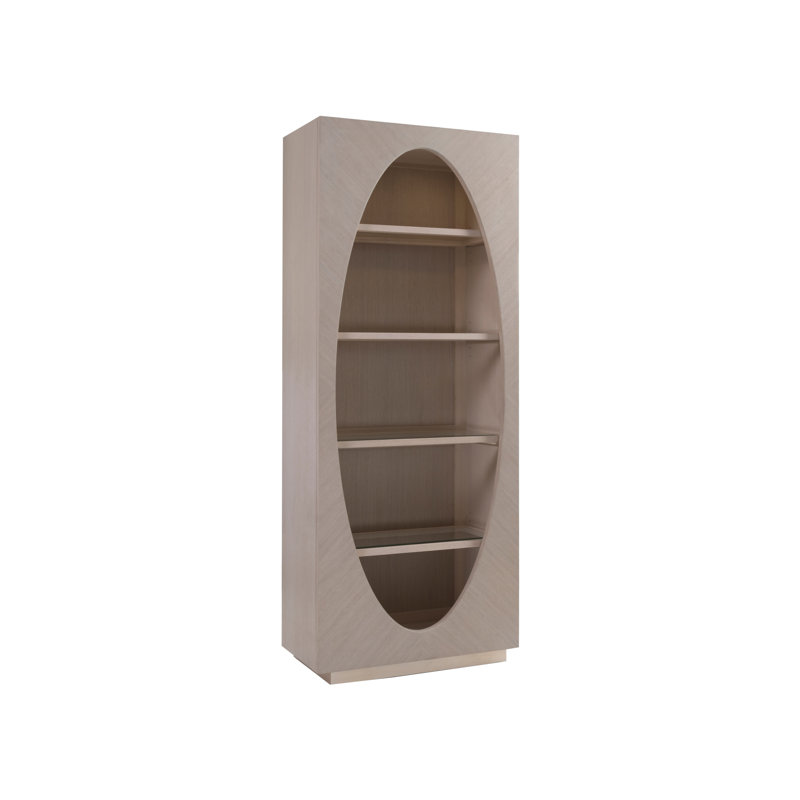 White Oak Adjustable Bookcase with Glass Shelves