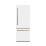 ZLINE Autograph 30 in. White Matte Built-In Refrigerator w/ Gray & Black Accents