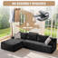  Canapé modulaire en forme de L 96 po, sans dossier, en mousse à mémoire de forme et avec méridienne surdimensionnée pour salon 96 po, noir, faisant face à la gauche-311455860-311455867