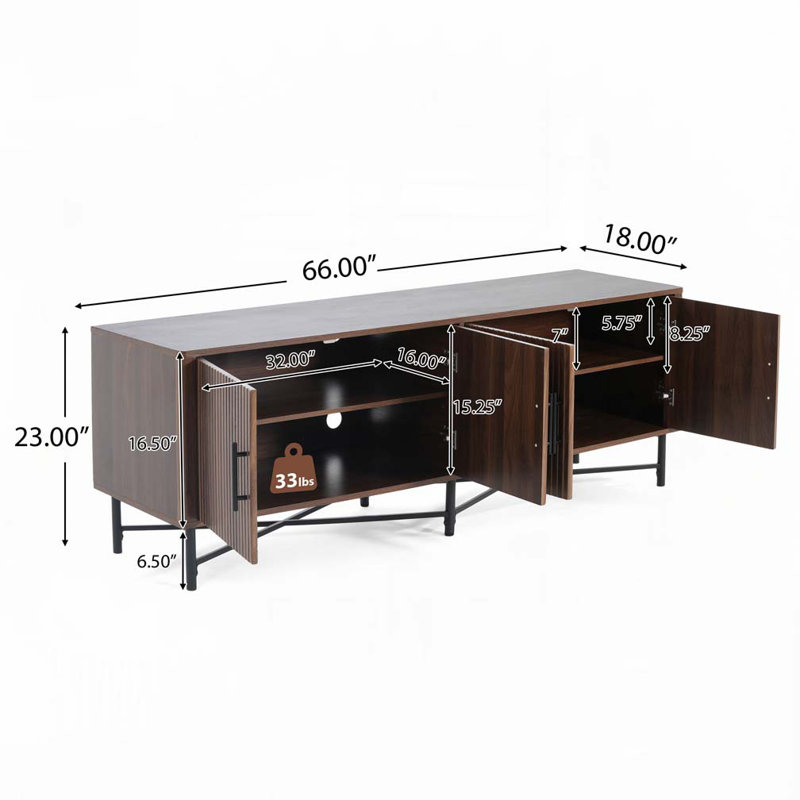 Armoire de rangement décorative 4 portes avec tablettes réglables, Châtaigne
