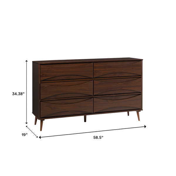 Wade Logan® Amoakuh 6 Drawer Solid Wood Double Dresser & Reviews | Wayfair