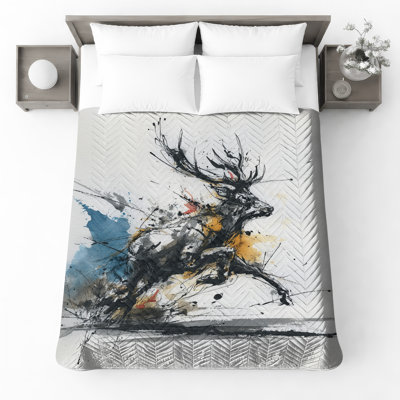 Abstract Deer Painting Bedding Deer Bedspread Animal