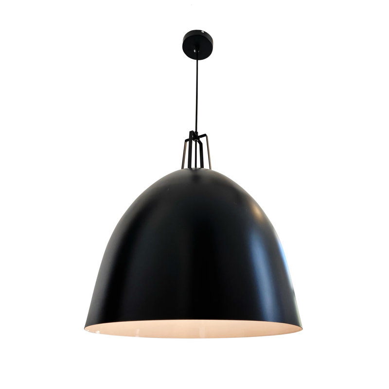 Luminaire suspendu en forme de dôme à 1 lumière, Noir, Noir