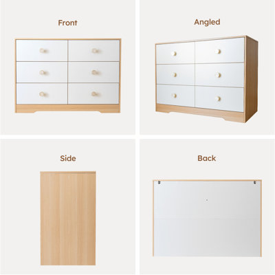Commode blanche pour chambre à coucher, commode pour bébé en bois pour chambre de bébé, commode à 6 tiroirs avec base robuste, commode à vêtements moderne pour vêtements et articles essentiels pour bébé