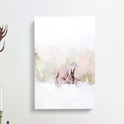 Rabbit Grazing In Abstract - Wrapped Canvas
