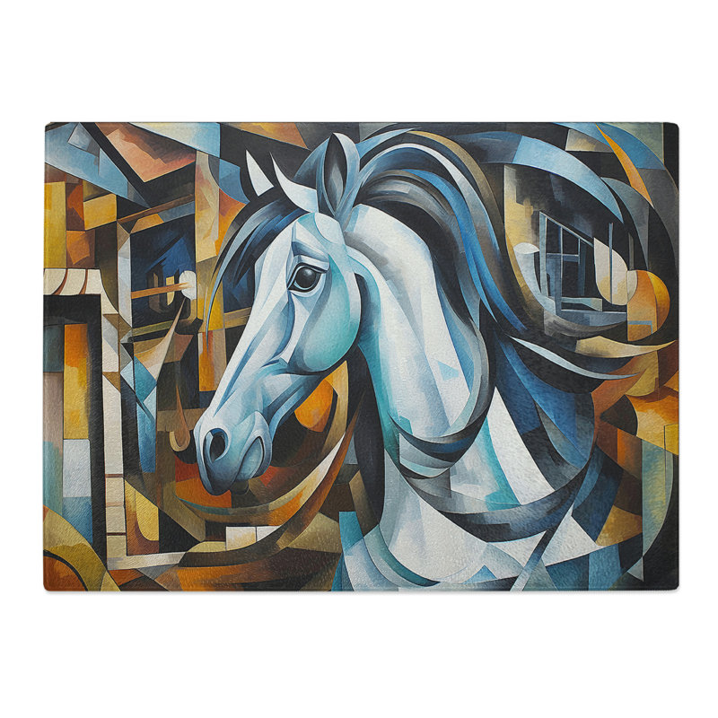 Horse Cubism  Glass Chopping Board