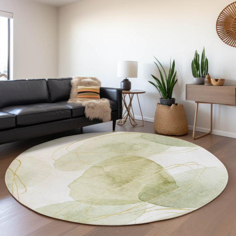 Premium Machine Washable Cerrito AMF544 Green Rug