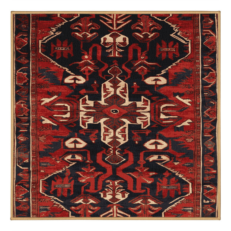 Machine Washable Persian Brown Area Rug, Square 6'