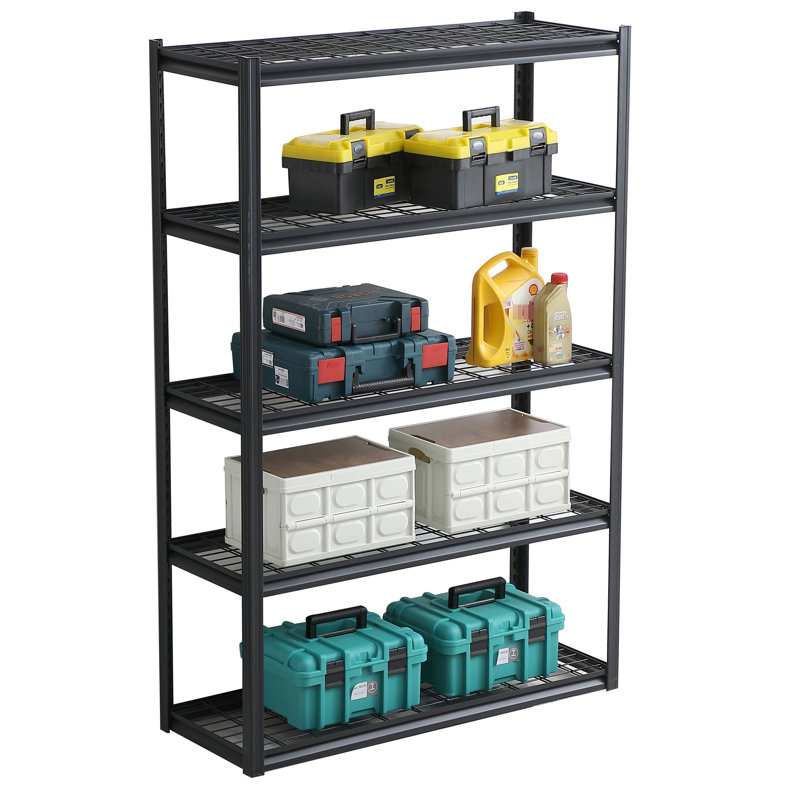 Étagères de rangement robustes en métal, 5 niveaux. Capacité de 3000 lb, réglable. Rouille et facile à nettoyer. Pour la cuisine, le sous-sol, le garage. 72 po x 47,2 po x 17,7 po. Rouille. 72 po x 47,2 po x 17,7 po. Installation rapide