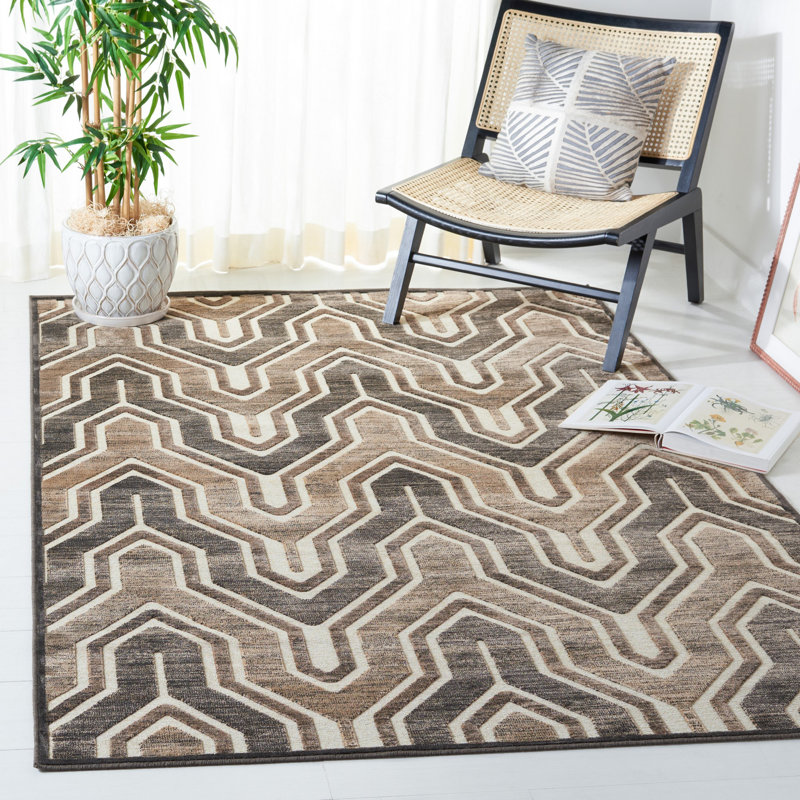 Tapis anthracite / crème Pittenger, Rectangle 5 pi 3 po x 7 pi 6 po