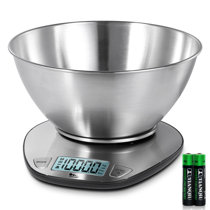  KAZETEC Digital Kitchen Scale,Multifunction Food Scale Measure  Weight(MAX:11LB/5KG/176OZ)Accurately,Stainless Steel Scale Digital  Weight,Large LCD Display,Waterproof,4 unit(G/ML/OZ/LB.OZ): Home & Kitchen