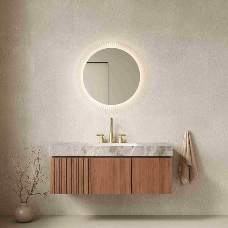 Meuble-lavabo mural, Chêne brun, Gris clair
