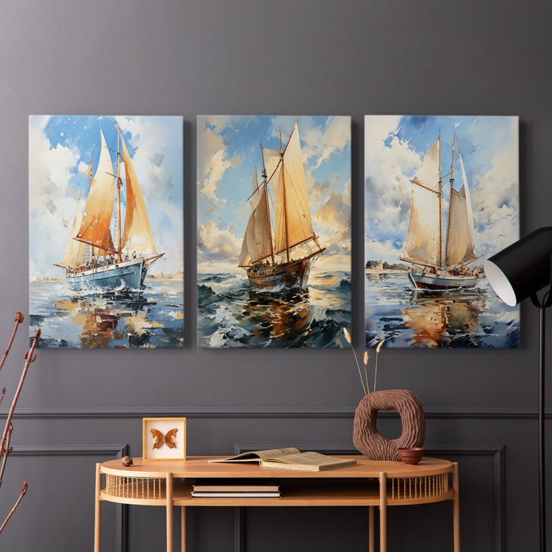 Série Sea and Shore L XXII - Ensemble de toiles tendues avec châssis Premium - Prêt à être accroché