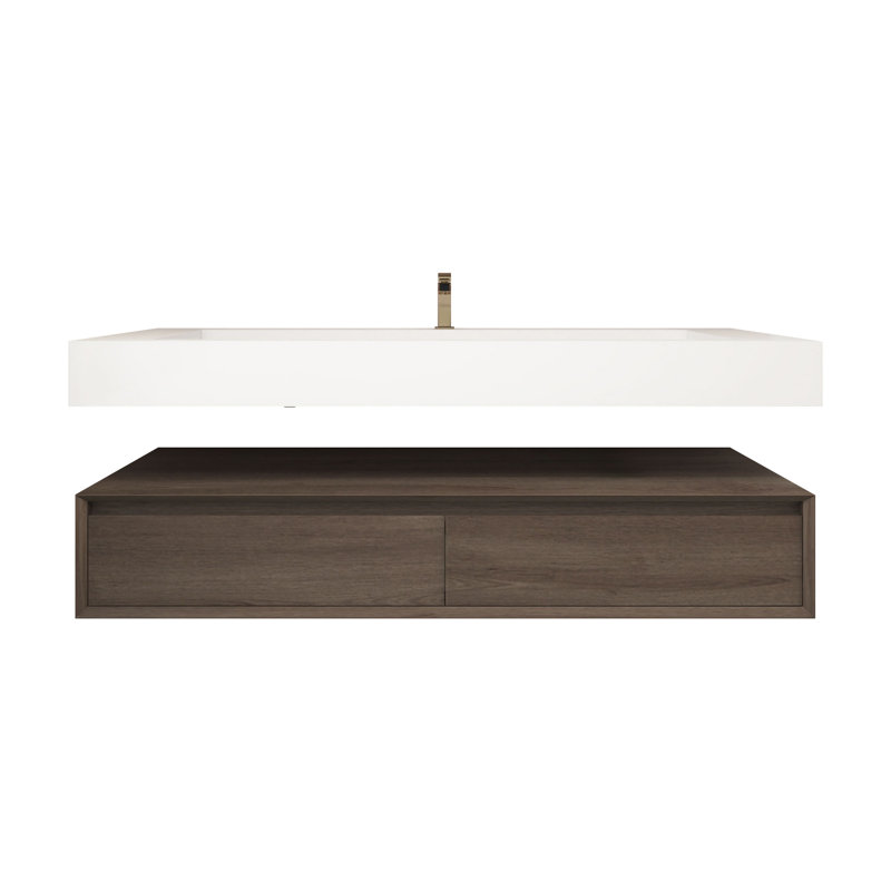 Alysa Wall-Mounted Single Bathroom Vanity Set, Red  Oak