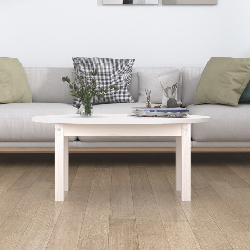 Synergy Solid Wood Four Leg Coffee Table, White, 35cm H x 80cm W x 40cm D