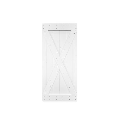 84'' Solid Wood Paneled Painted without Installation Hardware Kit Barn Door