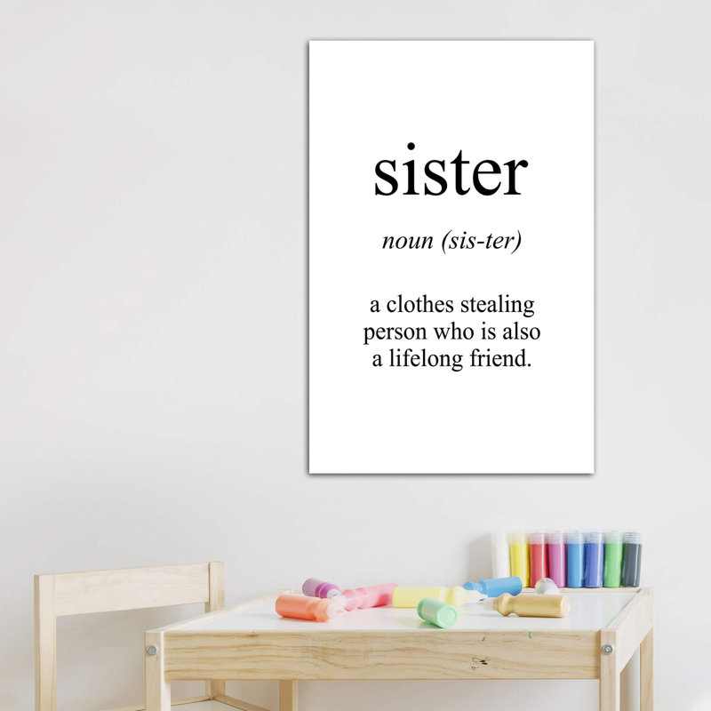 Sister Sens - reproduction d'art textuel, H 40 po x l 26 po x P 1,5 po, Toile tendue, Pas de tapis