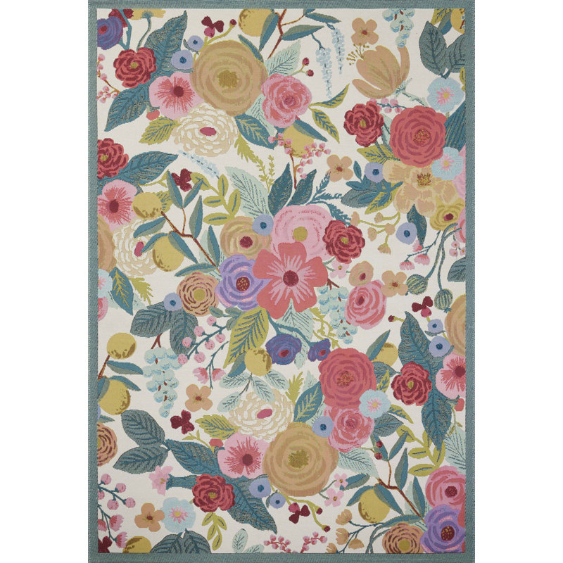 Rifle Paper Co. x Loloi Perennial Rose / Multi Indoor / Outdoor Area Rug, Rectangle 2'5" x 5'6"