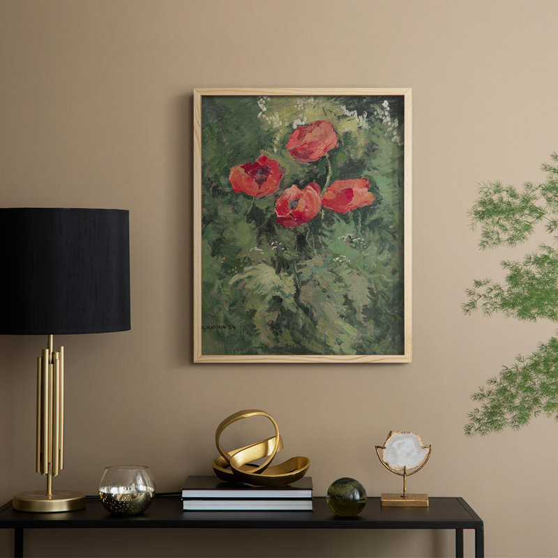 Vintage Floral Print CCLX Framed Print - Solid Wood, Naturel, H 21 po x l 17 po