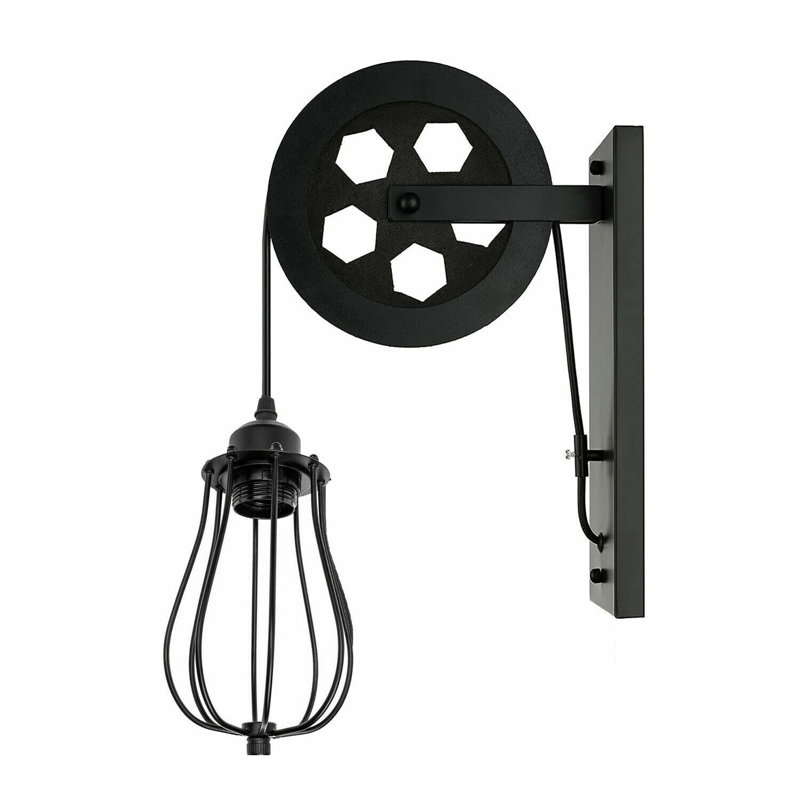 Leeper Solid Wood Armed Sconce, Black