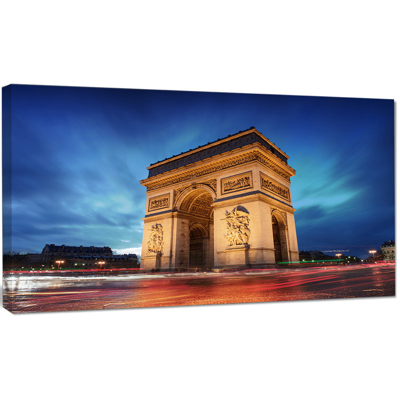Arch of Triumph in Paris - Reproduction de photo sur toile tendue, H 28 po x l 60 po x P 1,5 po