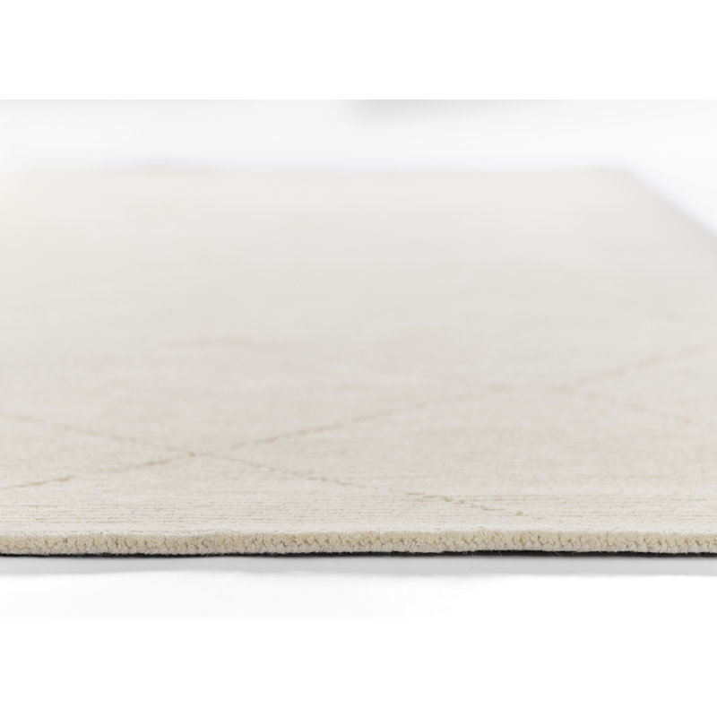 Ivory Hand-Tufted Wool Rectangular Rug 2' x 4'