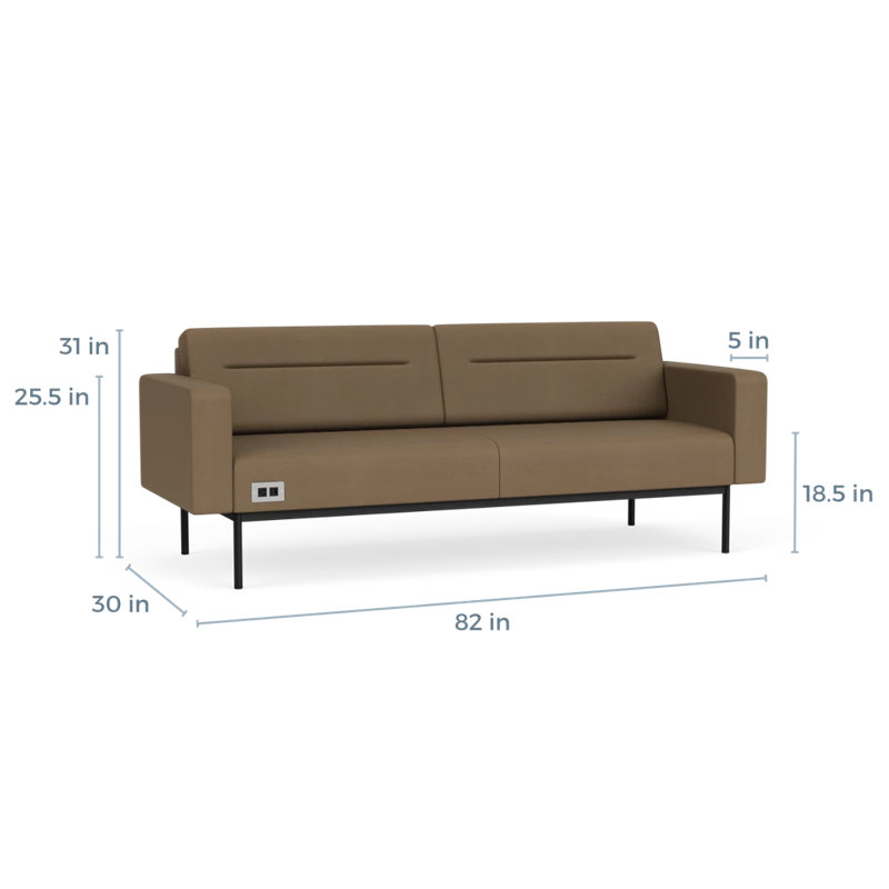 Canapé de réception Darsey, Patriot Plus taupe, Avec alimentation, Noir