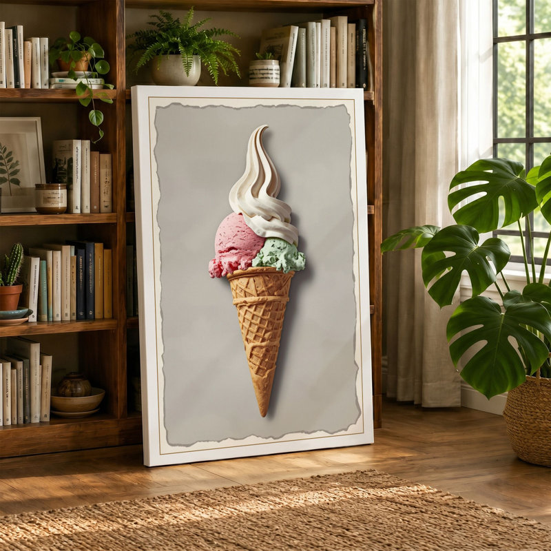 Soft Serve Dreams Retro - Wrapped Canvas, 24x16 - 61.0 x 40.6 cm, Terracotta Border