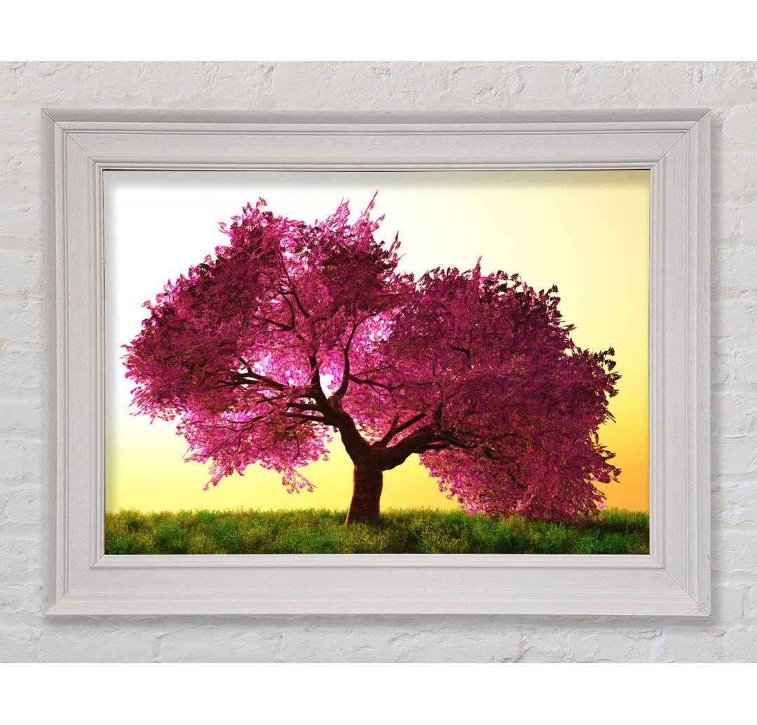 The Pink Tree Blossom Hilltop - Einzelner Bilderrahmen Kunstdrucke