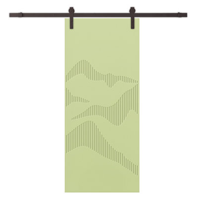 Panelled Manufactured Wood and Metal Barn Door with Installation Hardware Kit