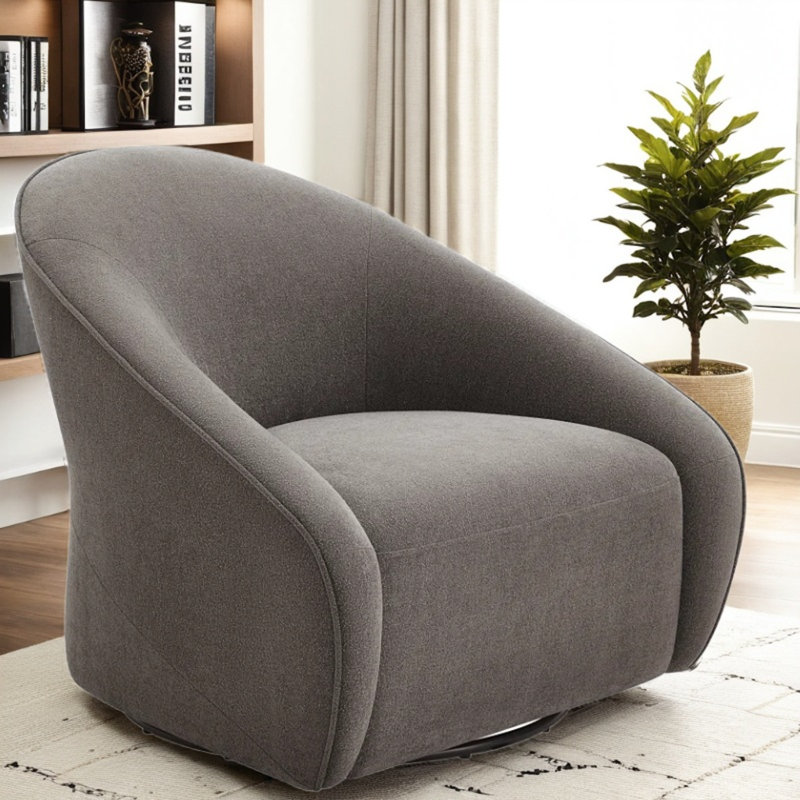 Fauteuil demi-tonneau pivotant Miley, Cendre élite