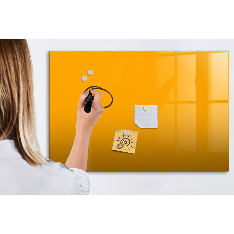Magnetic Glass Dry Erase Board, Golden Yellow