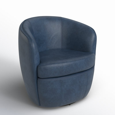Crandell Top Grain 100% Genuine Italian Leather Swivel Barrel Chair