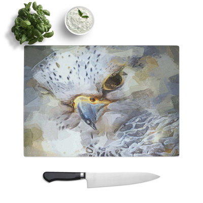Glass Hawk Bird in A Golden Light in Abstract Chopping Board