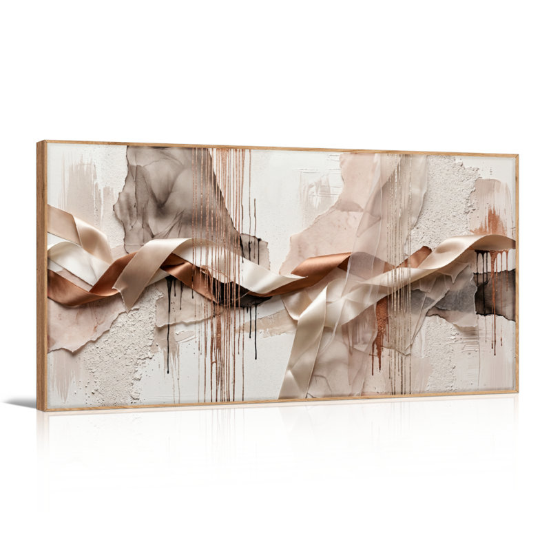 Ensemble de 1 toile texturée abstraite, 46“W x 24”H, Natural