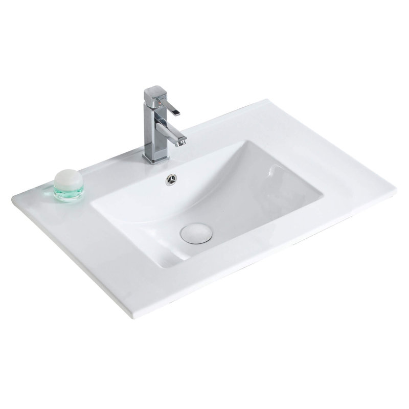 Plateau de meuble-lavabo simple 30 po en blanc avec lavabo Frameport